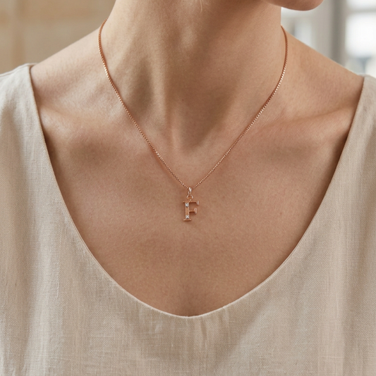 Gold Initial "F" Pendant