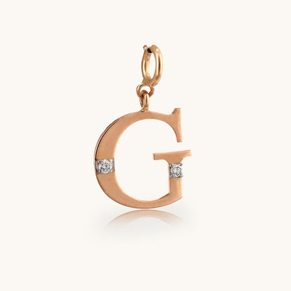 18kt gold "G" initial pendant with VVS diamonds—affordable luxury fine jewellery for her.