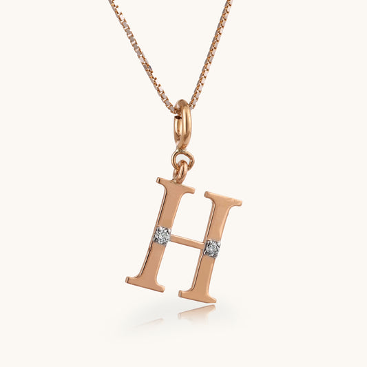 18kt gold "H" initial pendant with VVS diamonds—luxury fine jewellery under ₹15,000 for her.