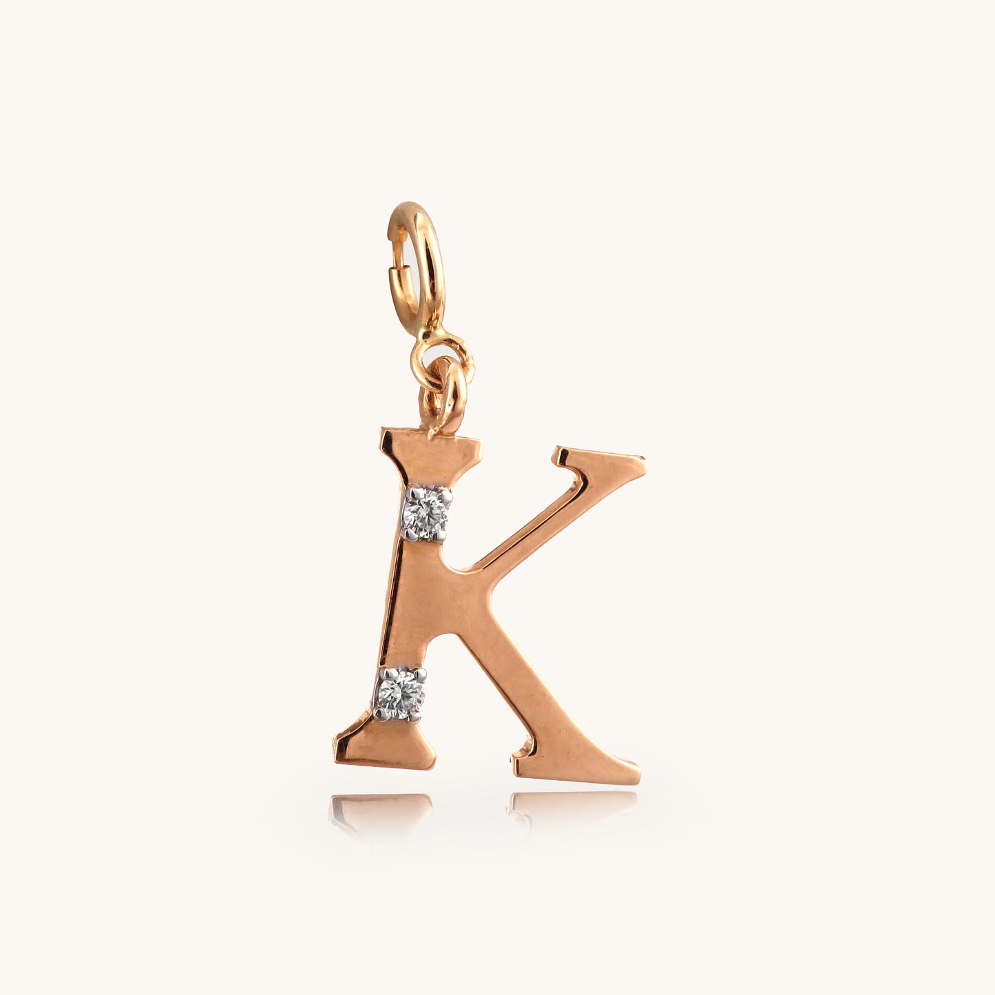 18kt gold "K" initial pendant with natural diamonds—luxury fine jewellery under ₹15,000