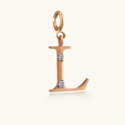 18kt gold "L" initial pendant with natural diamonds—luxury fine jewellery under ₹15,000.