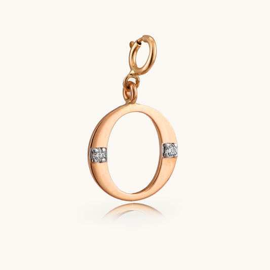 18kt gold "O" initial pendant with natural diamonds—personalized fine jewellery under ₹15,000.