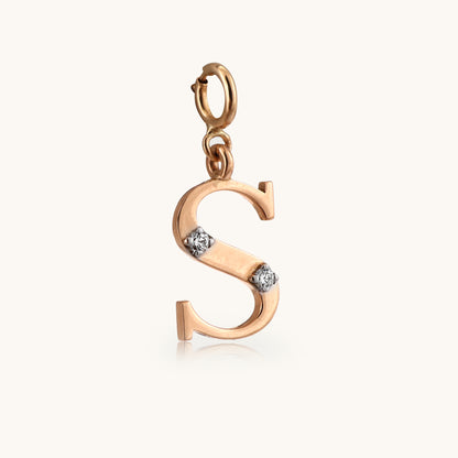 18kt gold "S" initial pendant with natural diamonds—affordable luxury fine jewellery under ₹15,000.