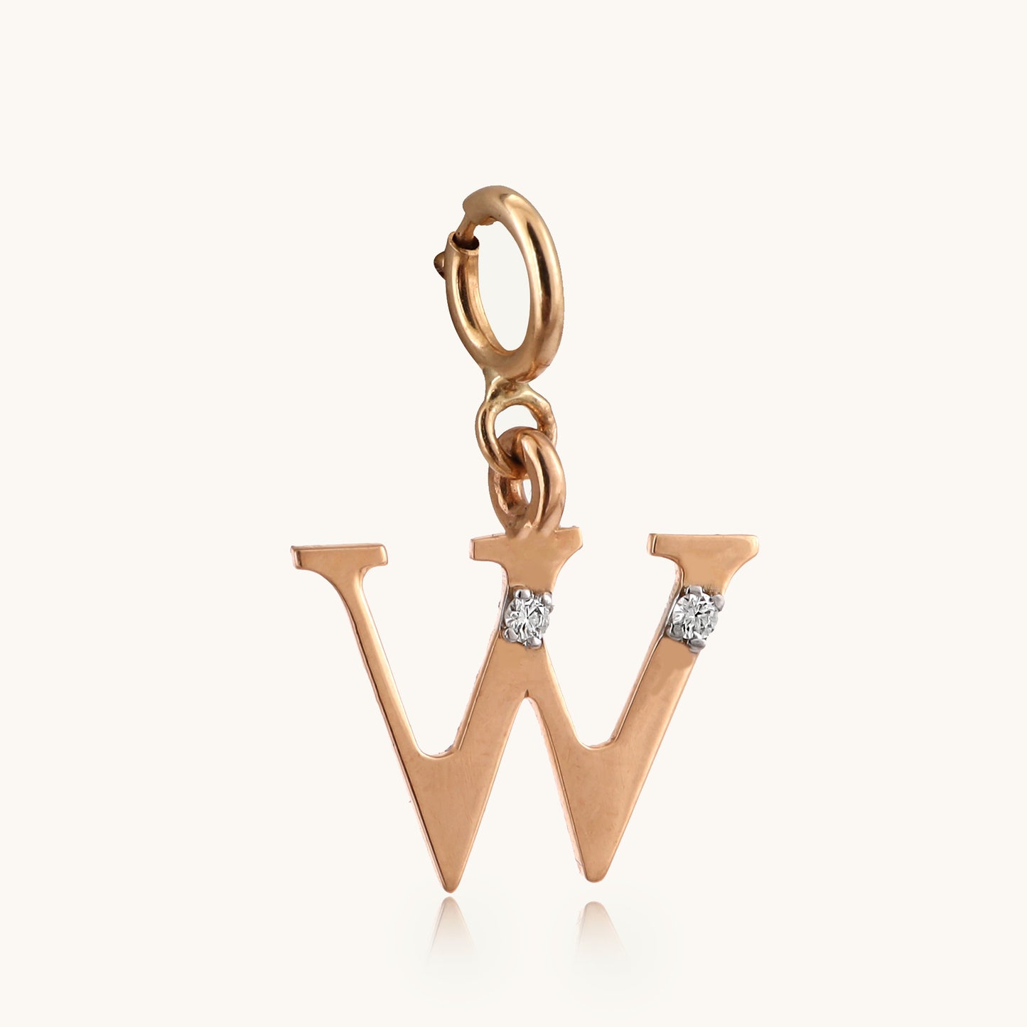 18kt gold "W" pendant with VVS diamonds—stylish, affordable fine jewellery for modern elegance under Rs. 15,000.