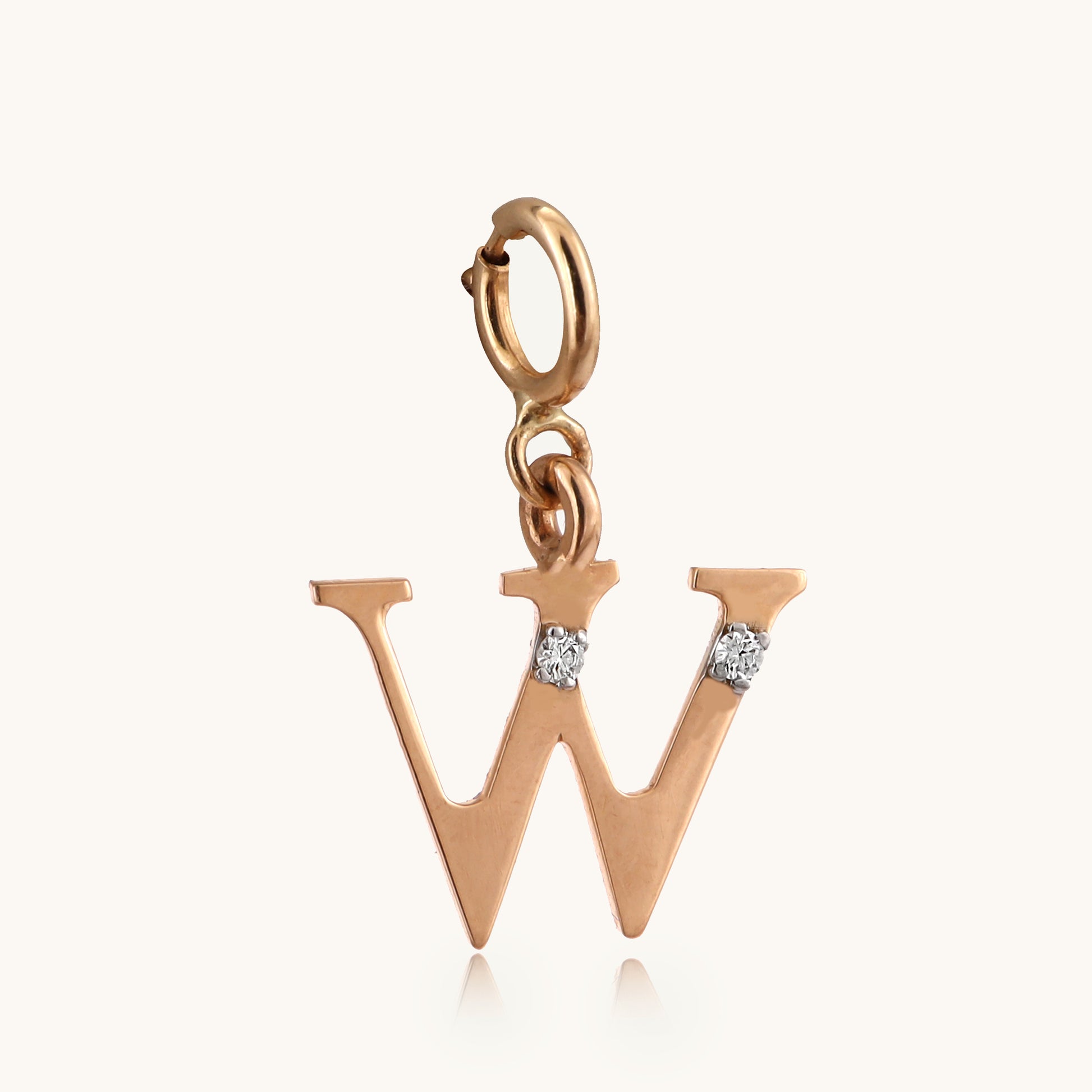 18kt gold "W" pendant with VVS diamonds—stylish, affordable fine jewellery for modern elegance under Rs. 15,000.