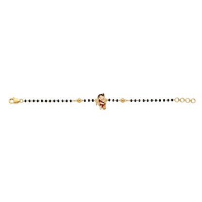 Black bead bracelet with a gold Hanuman charm at the center priced under Rs. 35,000