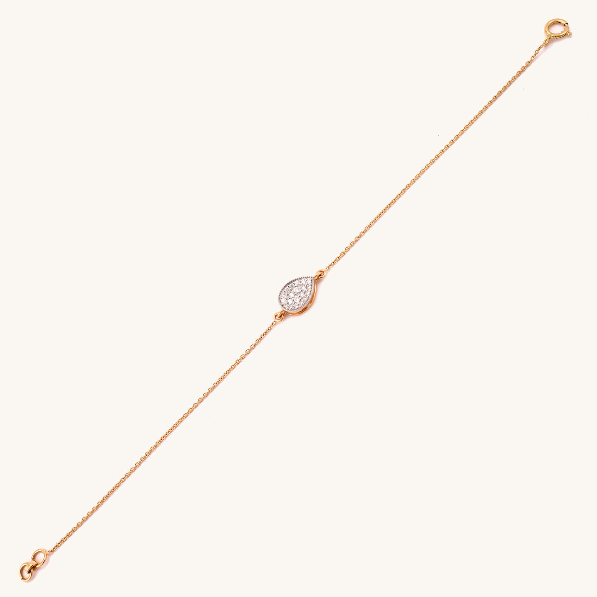 18kt gold Teardrop Diamond pave bracelet. An affordable diamond gift for her under Rs. 40,000