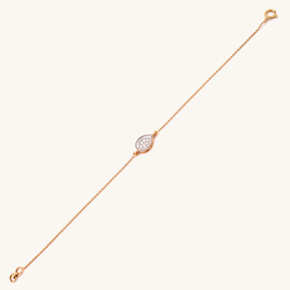 18kt gold Teardrop Diamond pave bracelet. An affordable diamond gift for her under Rs. 40,000