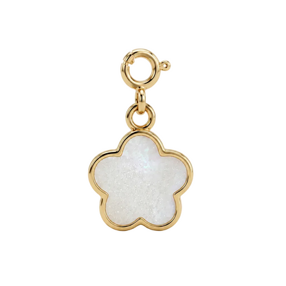 Gold flower-shaped pendant with a white mother-of-pearl inlay. Cute minimal gifts under Rs. 15,000