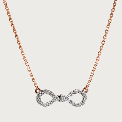 18kt gold Diamond Infinity Necklace with VVS diamonds—timeless fine jewellery under ₹60,000.