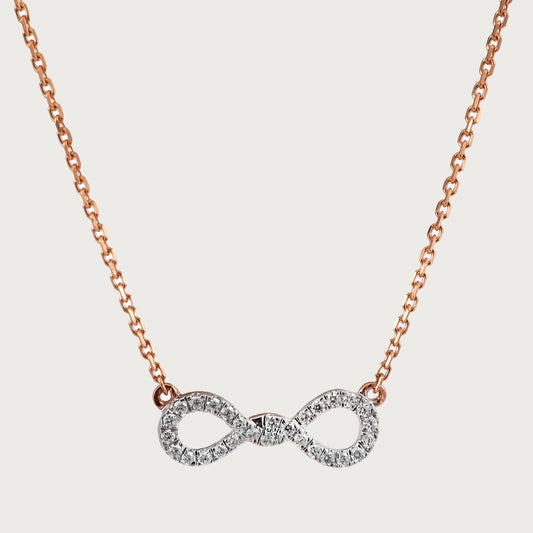 18kt gold Diamond Infinity Necklace with VVS diamonds—timeless fine jewellery under ₹60,000.