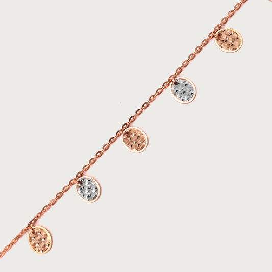 18kt gold dual-tone bracelet. Fine jewellery under ₹50,000. Chic, modern, gift-worthy.