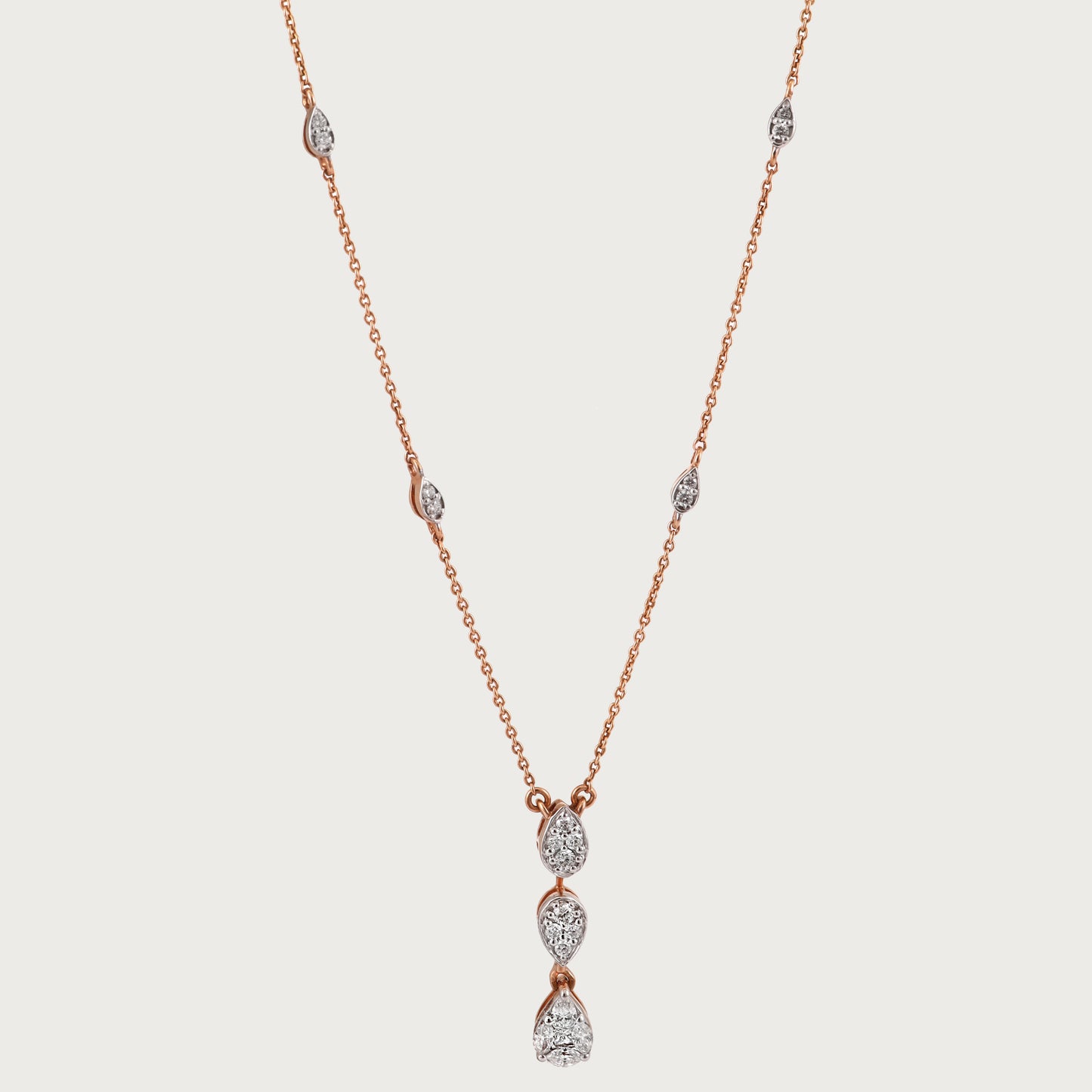 18kt gold Gleam Fall Necklace with VVS diamonds—luxury fine jewellery under ₹80,000 for women.