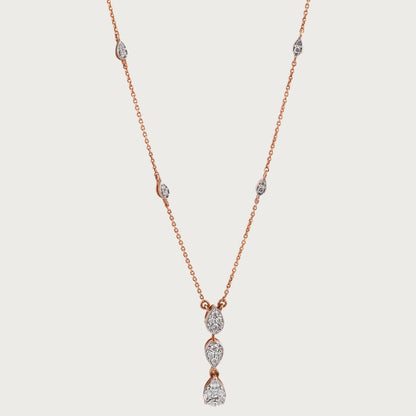 18kt gold Gleam Fall Necklace with VVS diamonds—luxury fine jewellery under ₹80,000 for women.