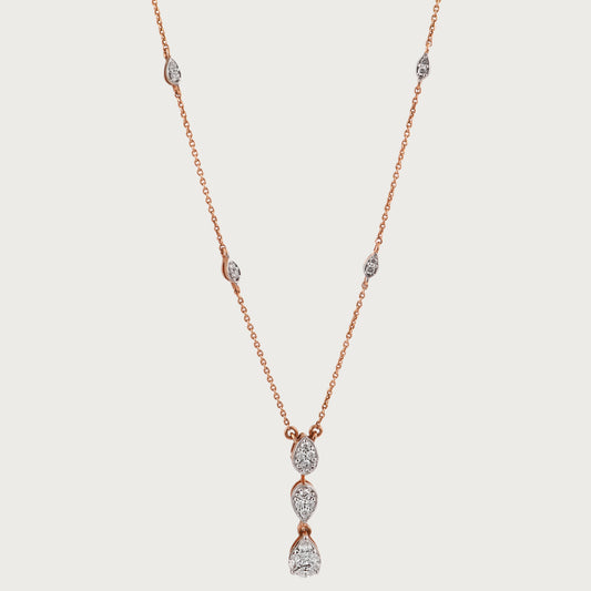 18kt gold Gleam Fall Necklace with VVS diamonds—luxury fine jewellery under ₹80,000 for women.