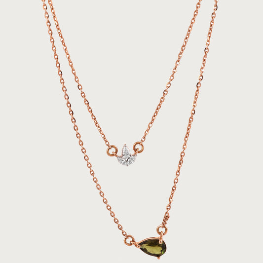 Green Layered Necklace in 18kt gold with VVS diamonds—luxury fine jewellery for modern women.
