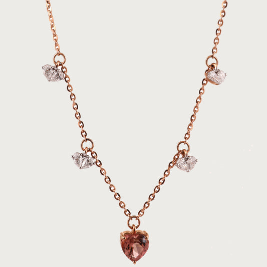 18kt gold Heart Charm Necklace with VVS diamonds—luxury fine jewellery under ₹80,000 for women.