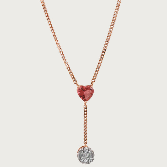 18kt gold Heart Drop Necklace with VVS diamonds—luxury fine jewellery under ₹80,000 for women.