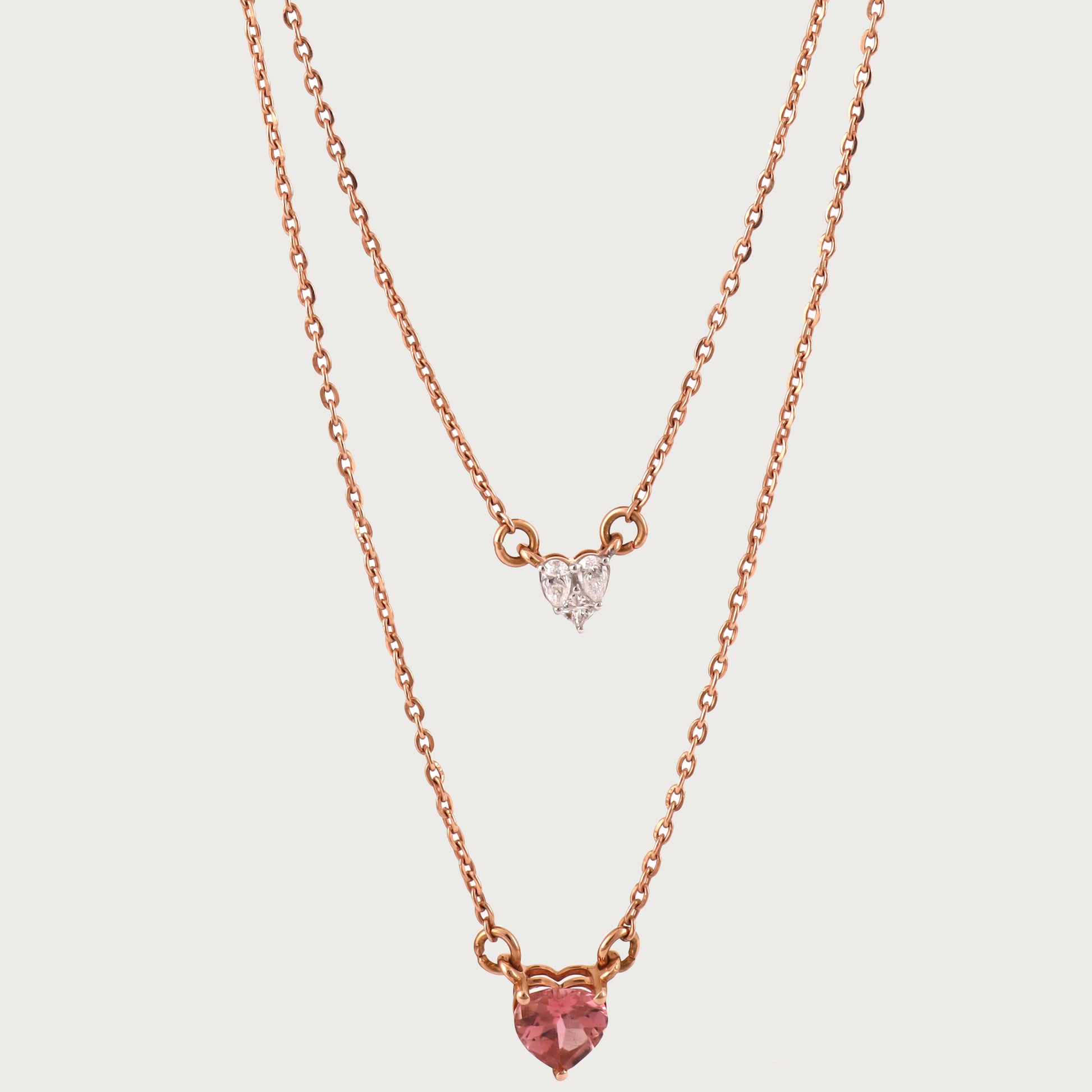 Heartstack Gold Necklace in 18kt gold with VVS diamonds—fine jewellery for gifting & daily elegance under Rs. 80,000