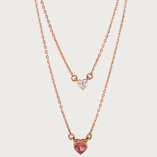 Heartstack Gold Necklace in 18kt gold with VVS diamonds—fine jewellery for gifting & daily elegance under Rs. 80,000