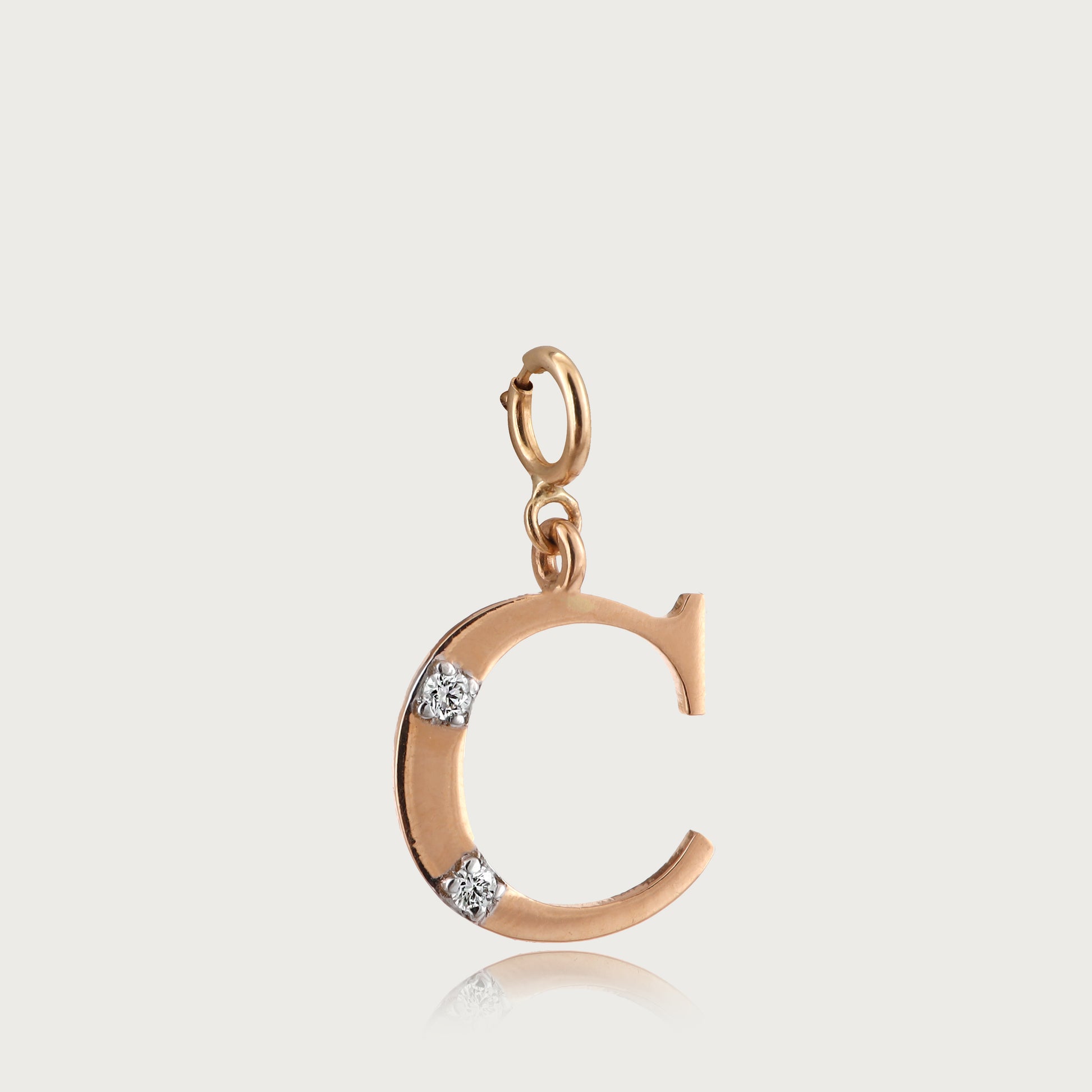 18kt gold "C" initial pendant with VVS diamonds—affordable luxury fine jewellery for women.