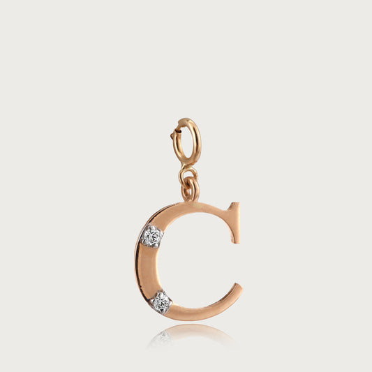 18kt gold "C" initial pendant with VVS diamonds—affordable luxury fine jewellery for women.