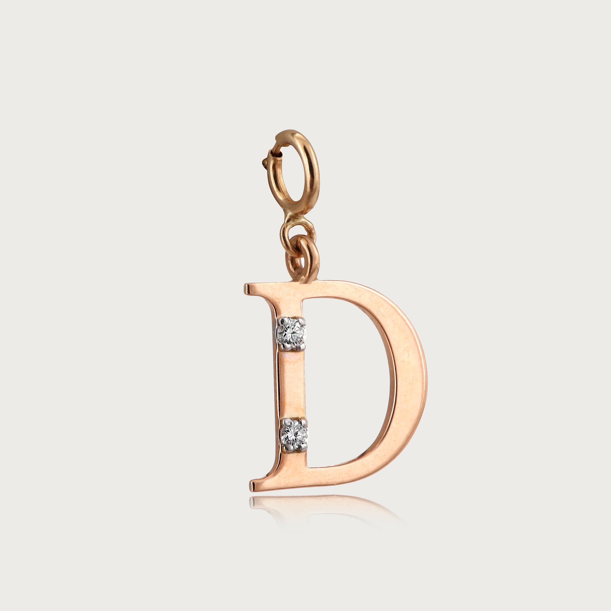 18kt gold "D" initial pendant with VVS diamonds—affordable luxury fine jewellery for women.