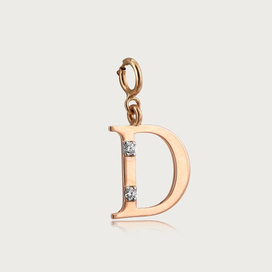 18kt gold "D" initial pendant with VVS diamonds—affordable luxury fine jewellery for women.