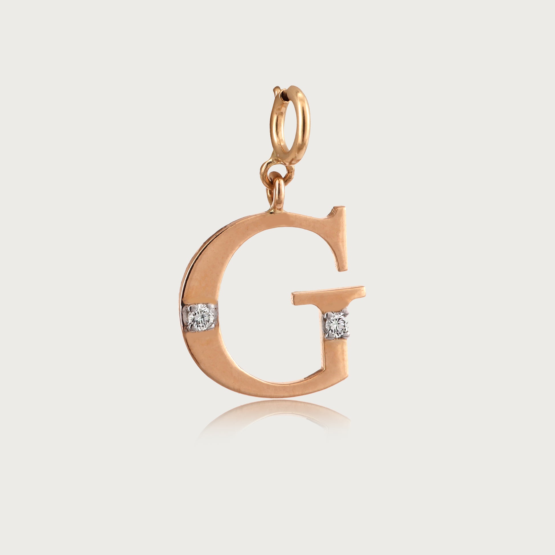 18kt gold "G" initial pendant with VVS diamonds—affordable luxury fine jewellery for her.