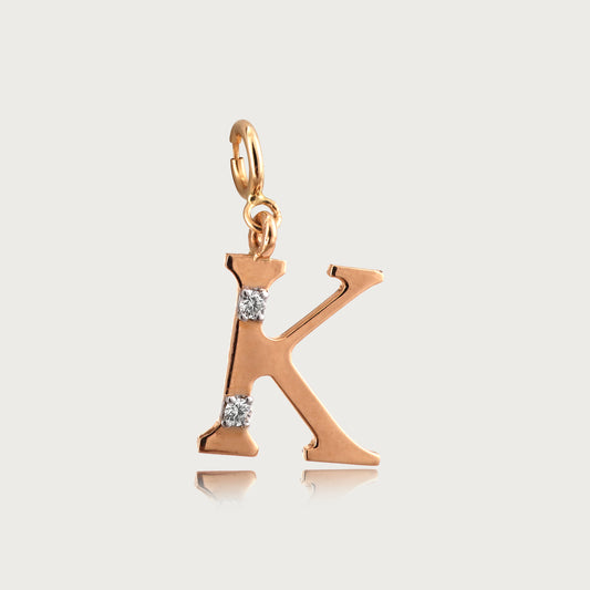 18kt gold "K" initial pendant with natural diamonds—luxury fine jewellery under ₹15,000