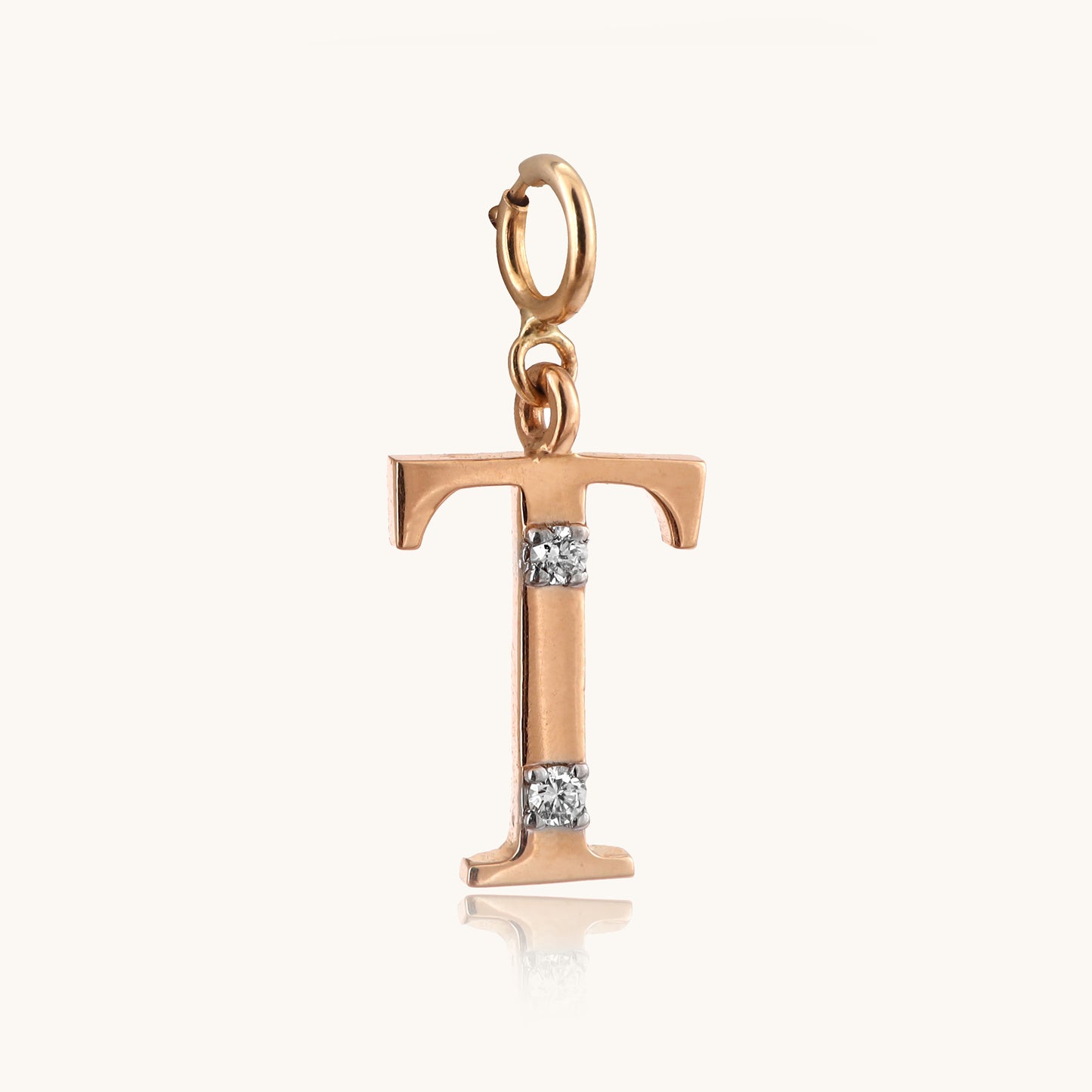 18kt gold "T" initial pendant with natural diamonds—luxury fine jewellery under ₹15,000.