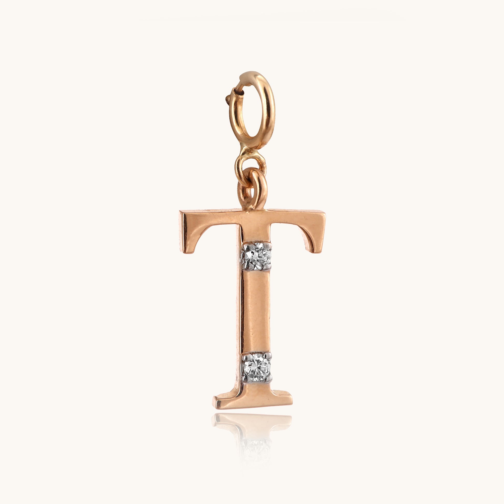 18kt gold "T" initial pendant with natural diamonds—luxury fine jewellery under ₹15,000.