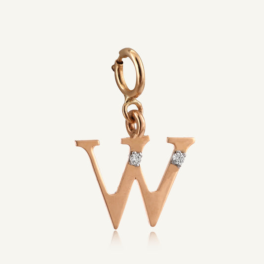 18kt gold "W" pendant with VVS diamonds—stylish, affordable fine jewellery for modern elegance under Rs. 15,000.