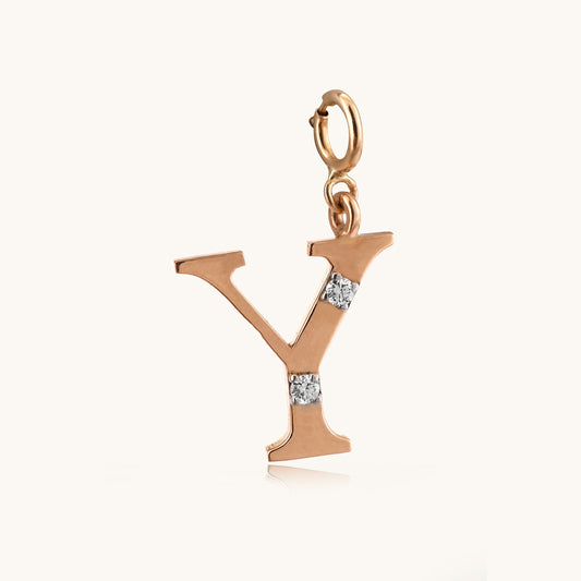 18kt gold initial "Y" pendant with VVS diamonds under 15,000—stylish, affordable fine jewellery for everyday wear.