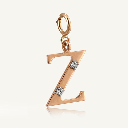 18kt gold "Z" initial pendant with VVS diamonds – stylish, affordable fine jewellery under ₹15,000.