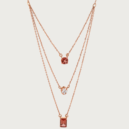 Triple Chain Necklace in 18kt gold with VVS diamonds—layered fine jewellery for modern elegance under 120,000.