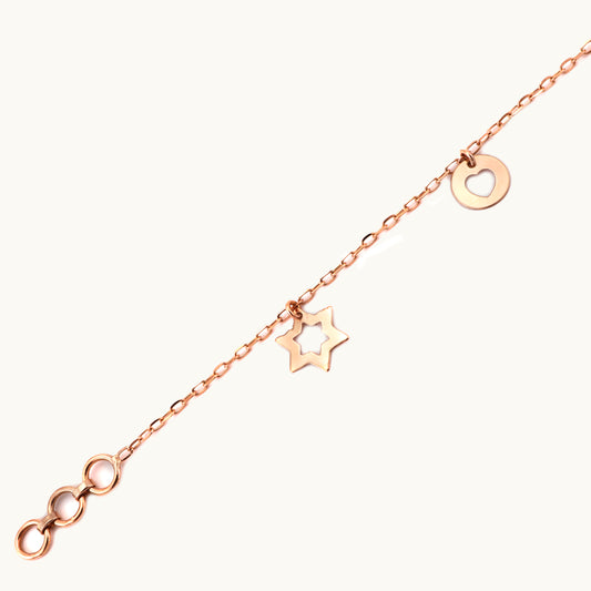 18kt gold star bracelet. Minimal fine jewellery under ₹30,000. Chic, modern, gift-worthy.