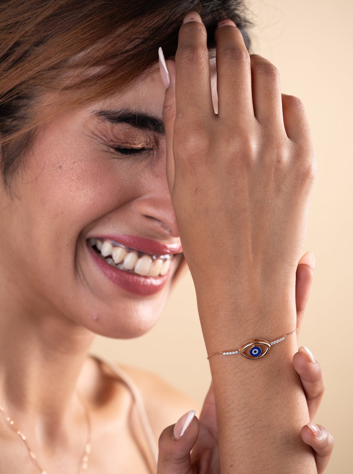 Radiate positive energy with this captivating 18kt Gold Evil Eye Diamond Bracelet. This elegant everyday accessory adds a touch of luck and protection to any casual or workwear outfit. Explore our Under 50,000 Collection for more thoughtful gift ideas for her or to elevate your own everyday jewelry style with luxurious, yet affordable pieces.