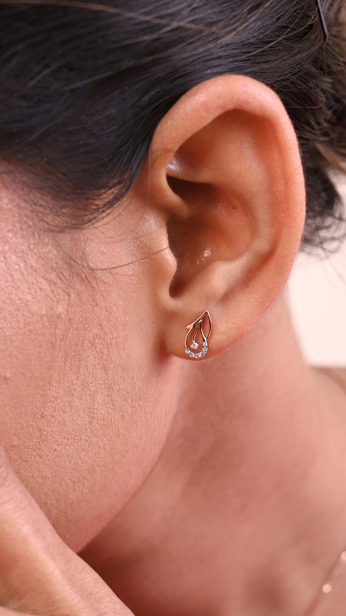 Blush Diamond Earrings in 18kt gold & diamonds; certified BIS minimalist jewelry gift for her - now! Price under 30,000
