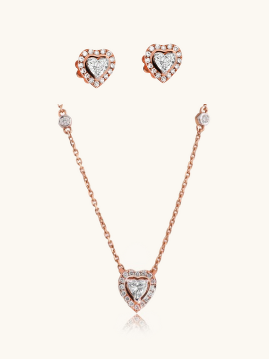 Stunning 18kt gold diamond necklace & earrings—affordable fine jewellery with trendy aesthetics.