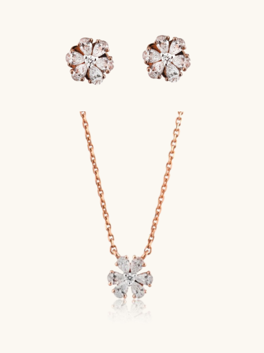 Stunning 18kt gold diamond necklace & earrings—minimal fine jewellery with trendy aesthetics.