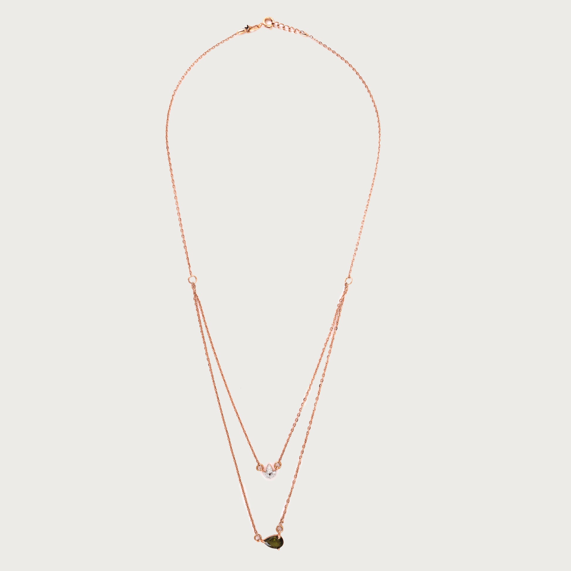 Green Layered Necklace in 18kt gold with VVS diamonds—luxury fine jewellery for modern women.