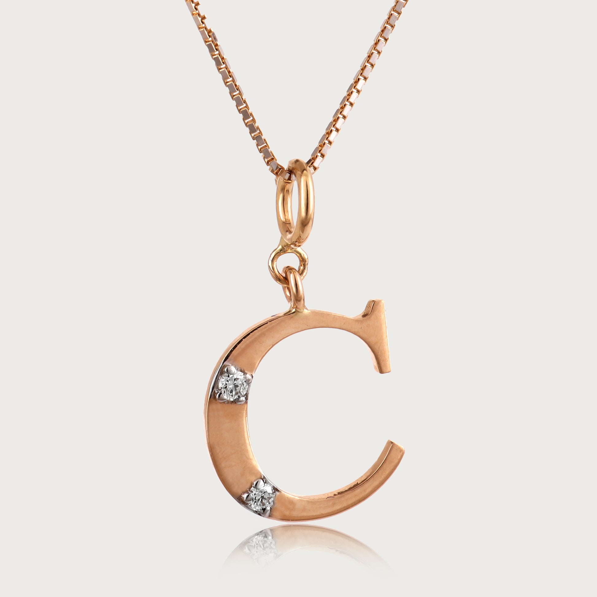 18kt gold "C" initial pendant with VVS diamonds—affordable luxury fine jewellery for women.