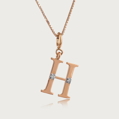 18kt gold "H" initial pendant with VVS diamonds—luxury fine jewellery under ₹15,000 for her.