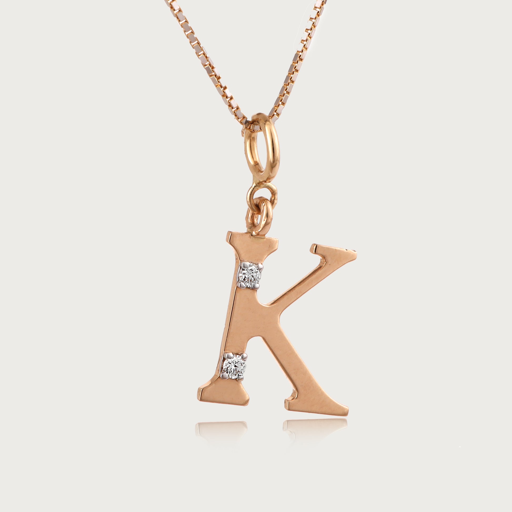 18kt gold "K" initial pendant with natural diamonds—luxury fine jewellery under ₹15,000