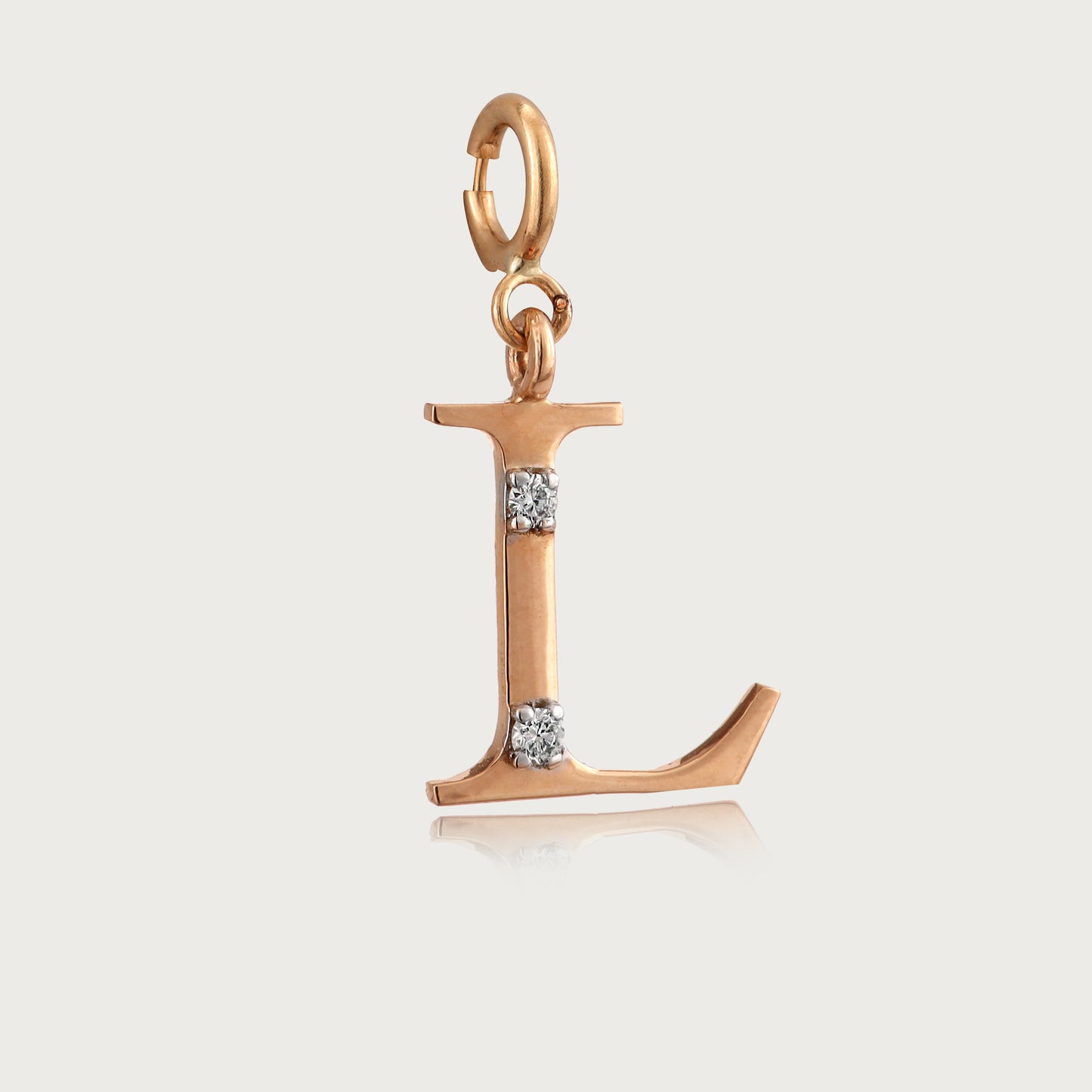 18kt gold "L" initial pendant with natural diamonds—luxury fine jewellery under ₹15,000.