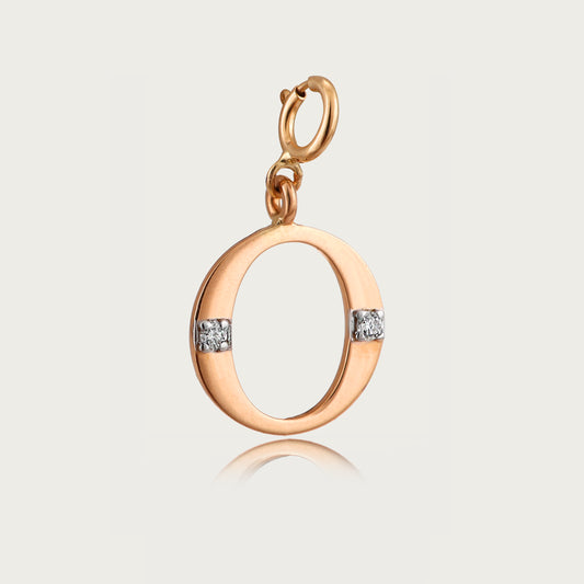 18kt gold "O" initial pendant with natural diamonds—personalized fine jewellery under ₹15,000.