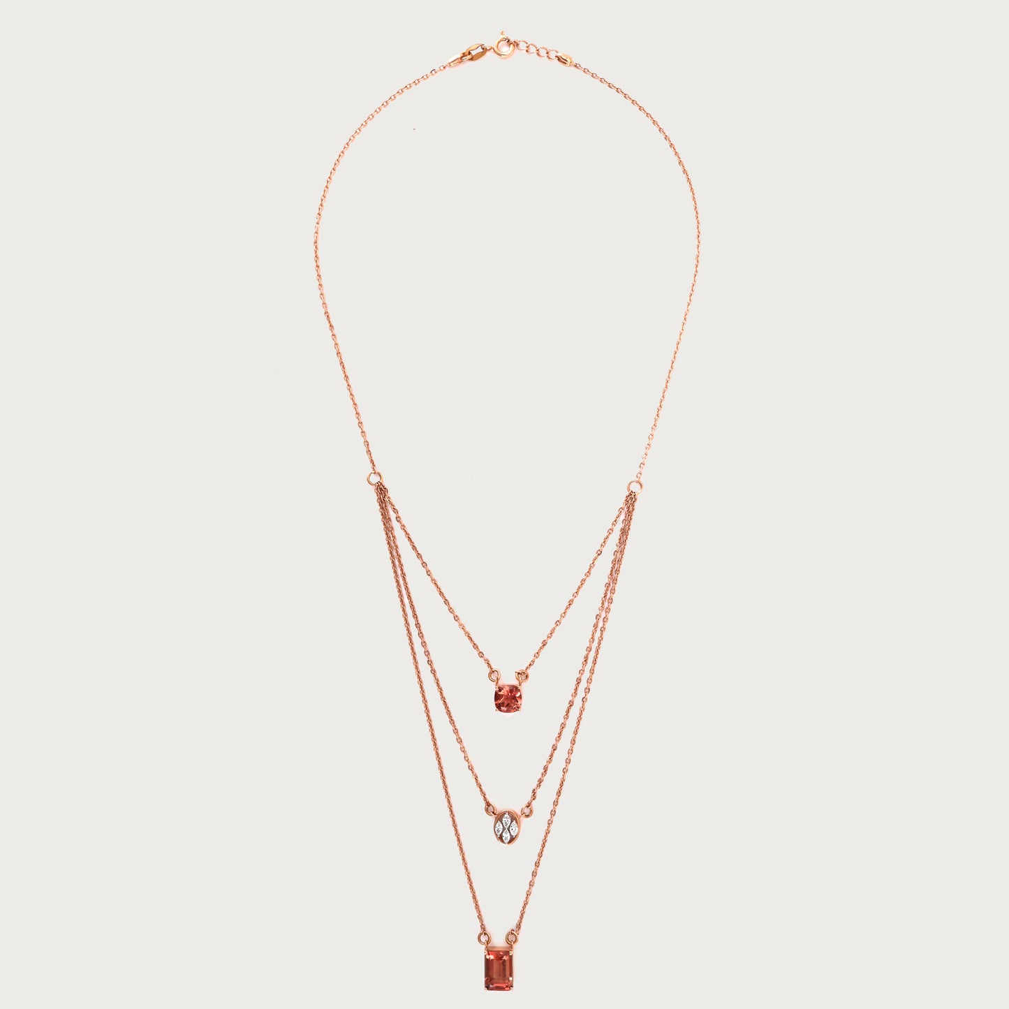 Triple Chain Necklace in 18kt gold with VVS diamonds—layered fine jewellery for modern elegance under 120,000.