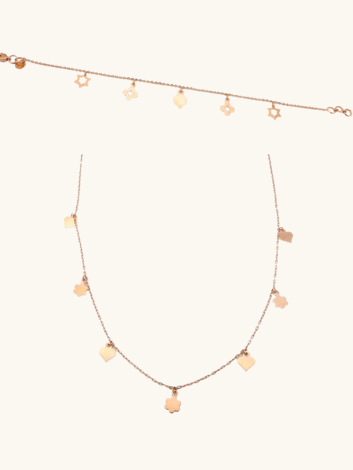 18kt gold jewellery set with bracelet & necklace – BIS hallmarked, IGI certified, minimal design under Rs. 60,000