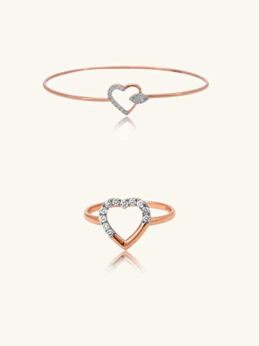 18kt gold Heart Diamond Set with natural diamonds, BIS hallmarked, IGI certified, minimal design under Rs. 70,000